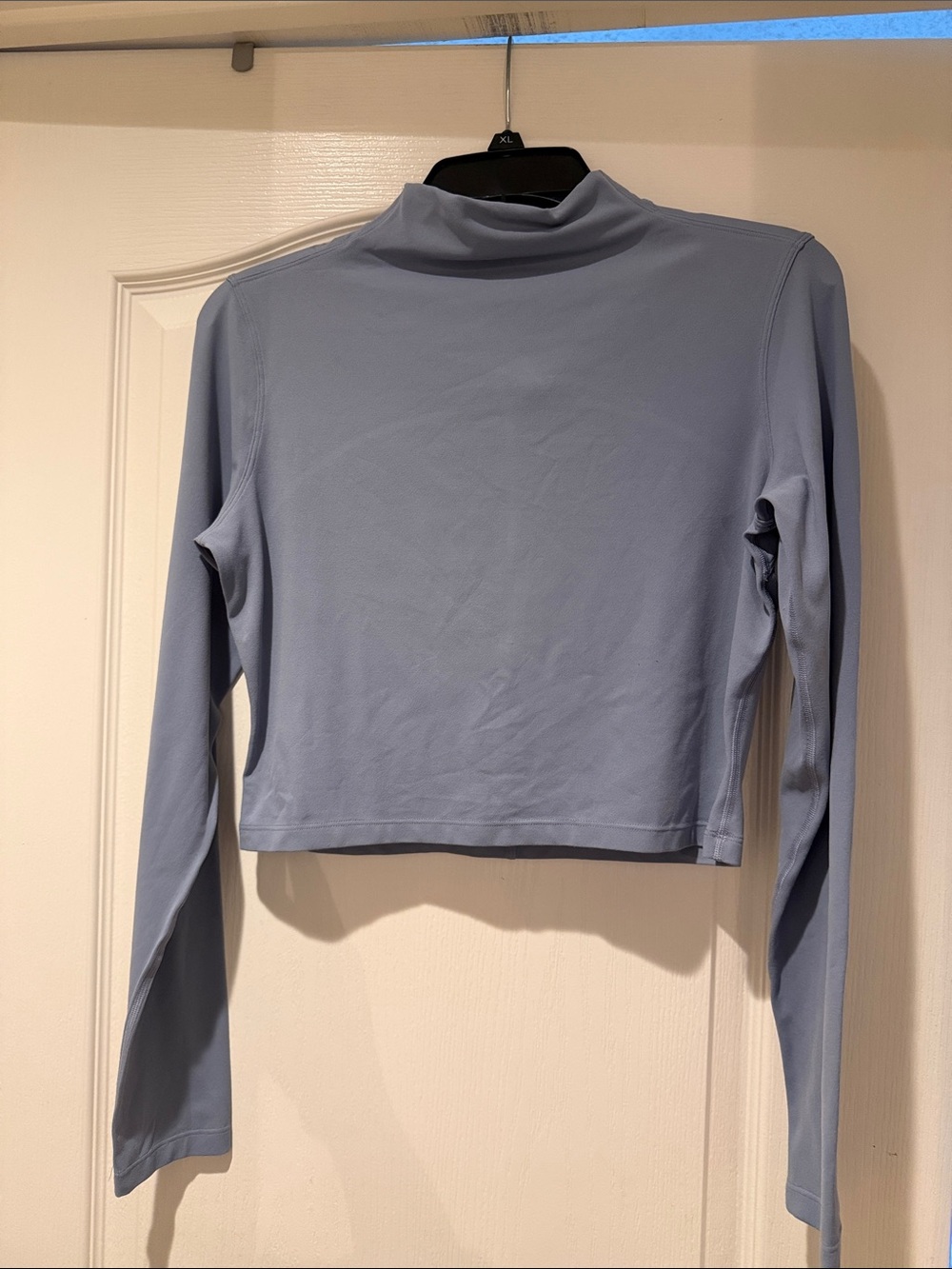 lululemon athletica Light Blue Long Sleeve Mock Neck Crop Top